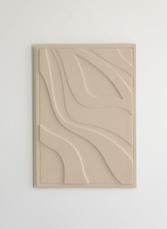 Handcrafted Relief - WATER - eco-friendly clay plaster sculpture symbolizing life and renewal.